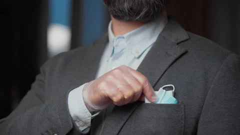 Businessman with face mask Stock Footage 143221122
