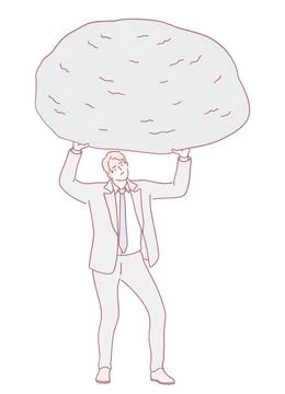 Businessman Facing Difficulty While Trying to Carry a Heavy and Challenging Stock Illustration