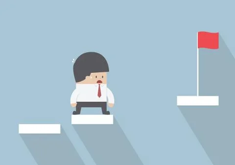 Businessman facing with the missing step to success Illustrazione stock