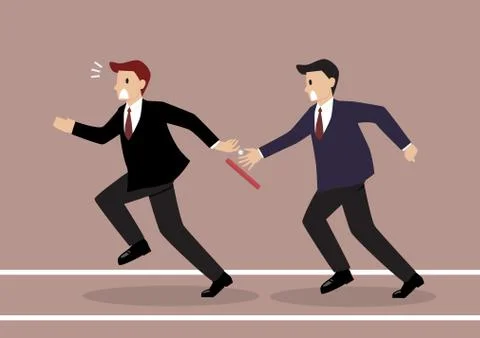 Businessman fail to passing the baton in a relay race competition Stock Illustration