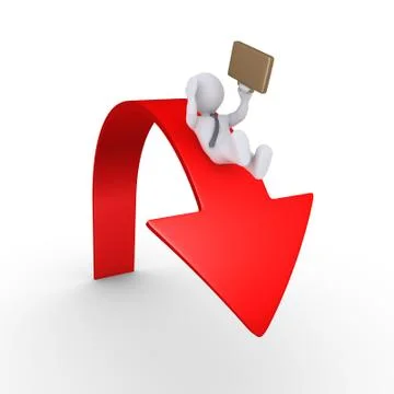 Businessman falling from arrow Stock Illustration