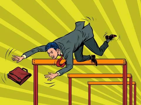 Businessman falling from a barrier イラスト素材