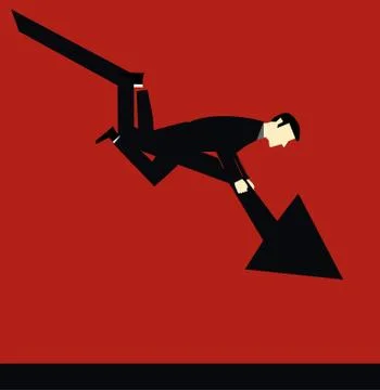 Businessman Falling Chart Illustrazione stock