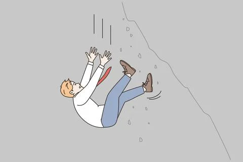 Businessman falling from cliff Stock Illustration