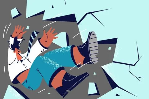 Businessman falling from cliff Stock Illustration