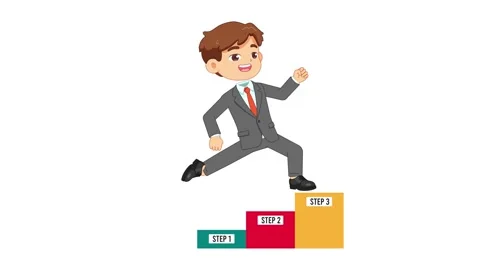 Businessman falling down after skipping steps to success Видео 345851627