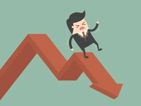 Businessman On Falling Down Chart Stock Illustration