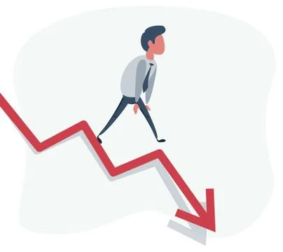 Businessman On Falling Down Chart Stock Illustration