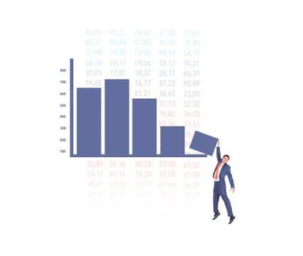 Businessman On Falling Down Chart Stock Photos