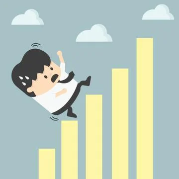 Businessman falling down  graphic chart Stock Illustration