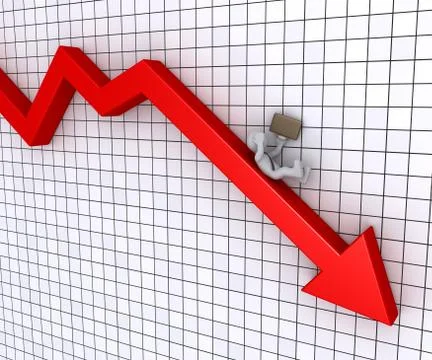 Businessman falling from graph Stock Illustration