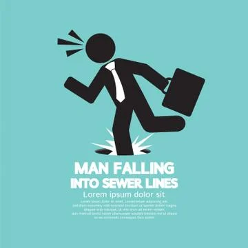 Businessman Falling Into Sewer Lines Vector Illustration Stock Illustration