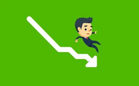 A businessman is falling through the chart. vector illustration Stock Illustration