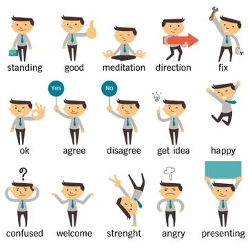 Businessman feeling expression Stock Illustration