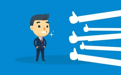A businessman feels happy to get a thumbs up. vector illustration Stock Illustration
