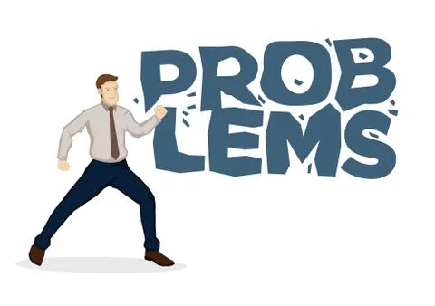 Businessman fighting problem when finding a way to success. Illustrazione stock