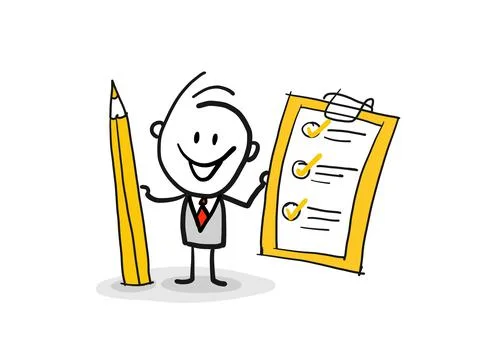 Businessman figure checking a checking list Vector Stock Illustration