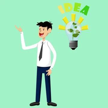 Businessman find an idea flat vector illustration concept in a cartoon style Stock Illustration