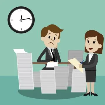 Businessman finding himself going to be busy busy and colleague helps him. Team Stock Illustration
