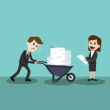 Businessman finding himself going to be busy busy and colleague helps him. Team Stock Illustration