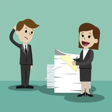Businessman finding himself going to be busy busy and colleague helps him. Team Stock Illustration