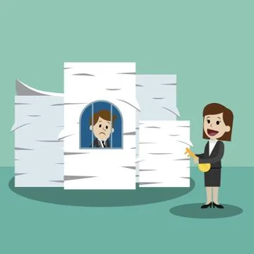 Businessman finding himself going to be busy and colleague helps him. Documents Stock Illustration