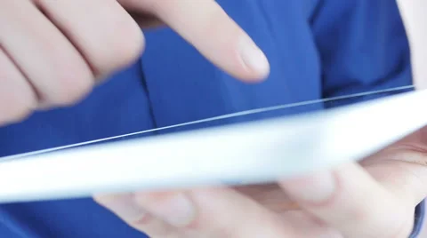Businessman Fingers Using Tablet Stock Footage 64051562