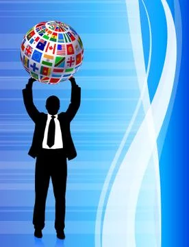 Businessman with Flags Globe Illustrazione stock