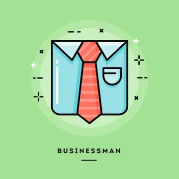 Businessman, flat design thin line banner Stock Illustration
