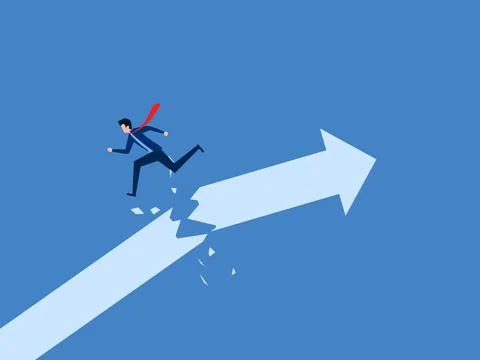 Businessman fleas on broken arrowhead Stock Illustration