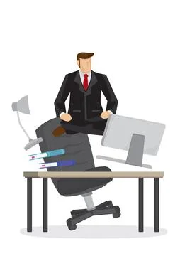 Businessman float from his office space. Metaphor of business guru. Vector is Stock Illustration