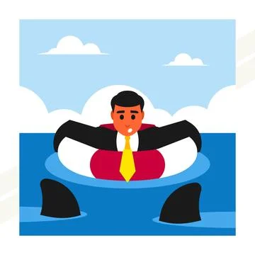 Businessman-on-floating-ring Stock Illustration