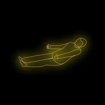 Businessman floating in zero gravity showing thumbs up gesture with neon li.. Stock Illustration