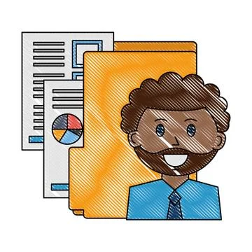 Businessman with folder and documents Stock Illustration