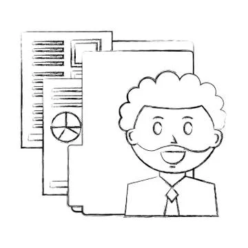 Businessman with folder and documents Stock Illustration