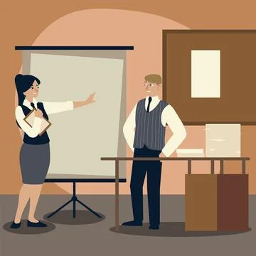 Businessman with folder desk and papers office cartoon Illustrazione stock