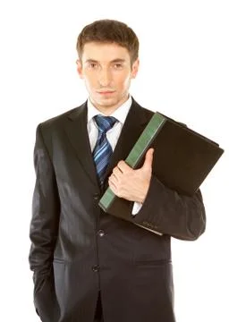 Businessman with folder Stock Photos