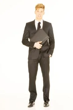 Businessman with folder Stock Photos