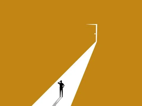Businessman found a light exit through the door Stock Illustration