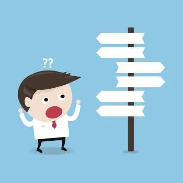 Businessman in front of a choice, flat design, EPS10. Illustrazione stock