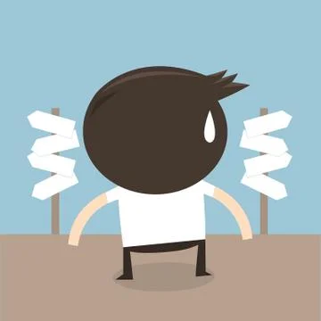 Businessman in front of a choice, flat design, EPS10. Stock Illustration