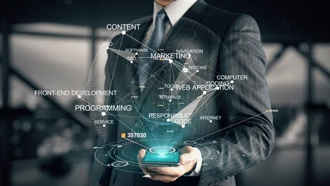 Businessman with Front-end development Stock Footage 86450704