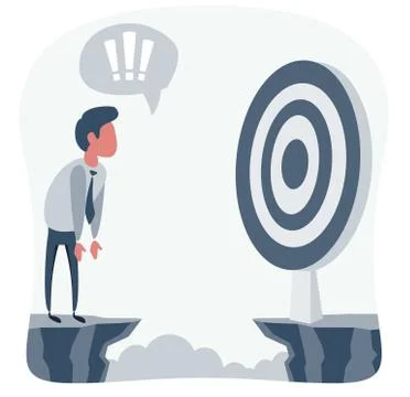 Businessman in front of a gap and looking for the target. Goal achievement Stock Illustration