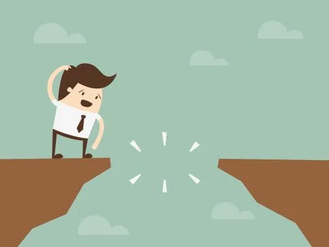 Businessman in front of a gap Stock Illustration