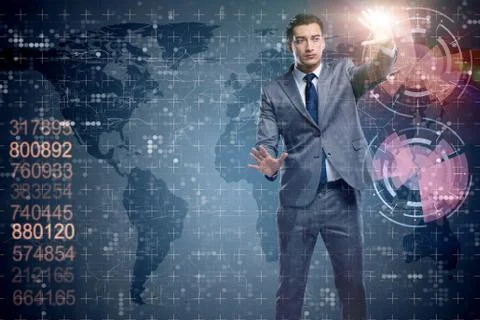 BUsinessman in futuristic computing concept 스톡 사진