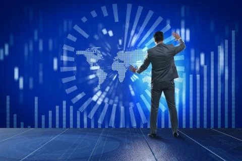 Businessman in futuristic computing concept Stock Photos