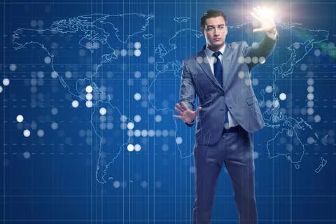 BUsinessman in futuristic computing concept 스톡 사진