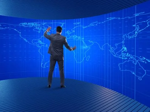 BUsinessman in futuristic computing concept 스톡 사진