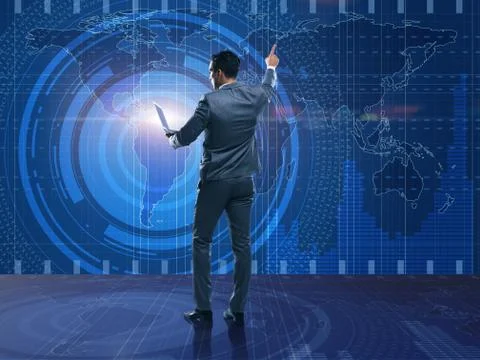 Businessman in futuristic computing concept 스톡 사진