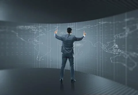 BUsinessman in futuristic computing concept 写真素材